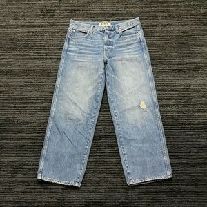 Amo Size 28 Lightwash Billie Distressed Crop Wide Mid Rise Straight Leg Jeans